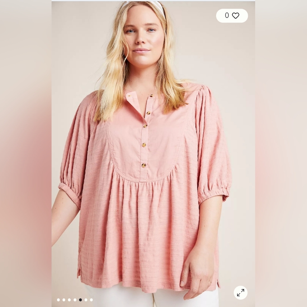 Anthropologie Elinor Pink Textured Top Size Medium